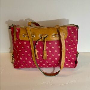Dooney & Bourke Hot Pink & Tan Tote